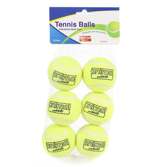 Animal Instincts Tennis Balls 6-Pack Durable Dog Chew & Fetch Toy for Pets