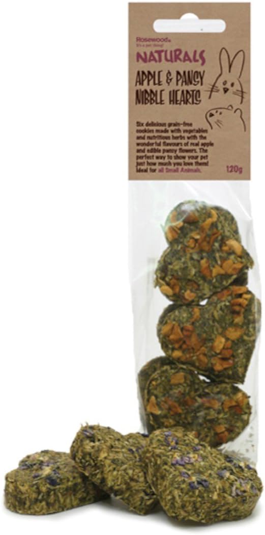 Rosewood Apple & Pansy Nibble Hearts Small Animal Treats, 6pc, Case of 8