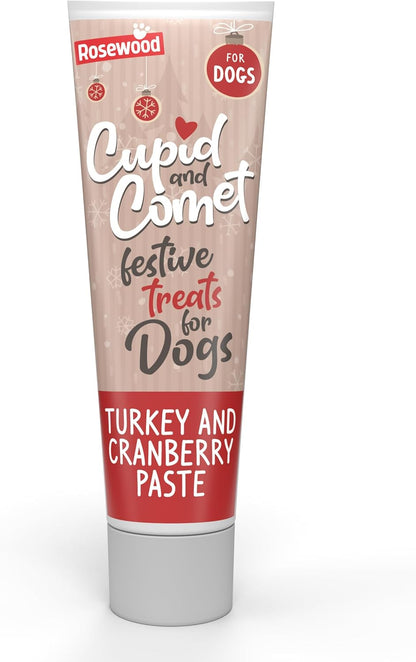Rosewood Christmas Lickmat for Dogs Turkey & Cranberry Treat Paste, 75g Pack of 4