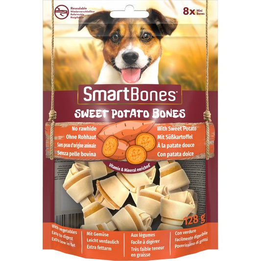SmartBones Sweet Potato Dog Chews Mini Bones 8-Pack Healthy Natural Treats for Small Dogs
