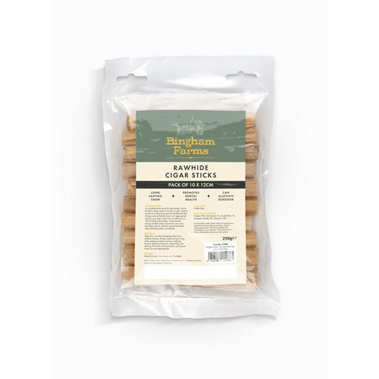 Bingham Farms 12cm Rawhide Cigar Sticks 10 Pk 250g Case of 5