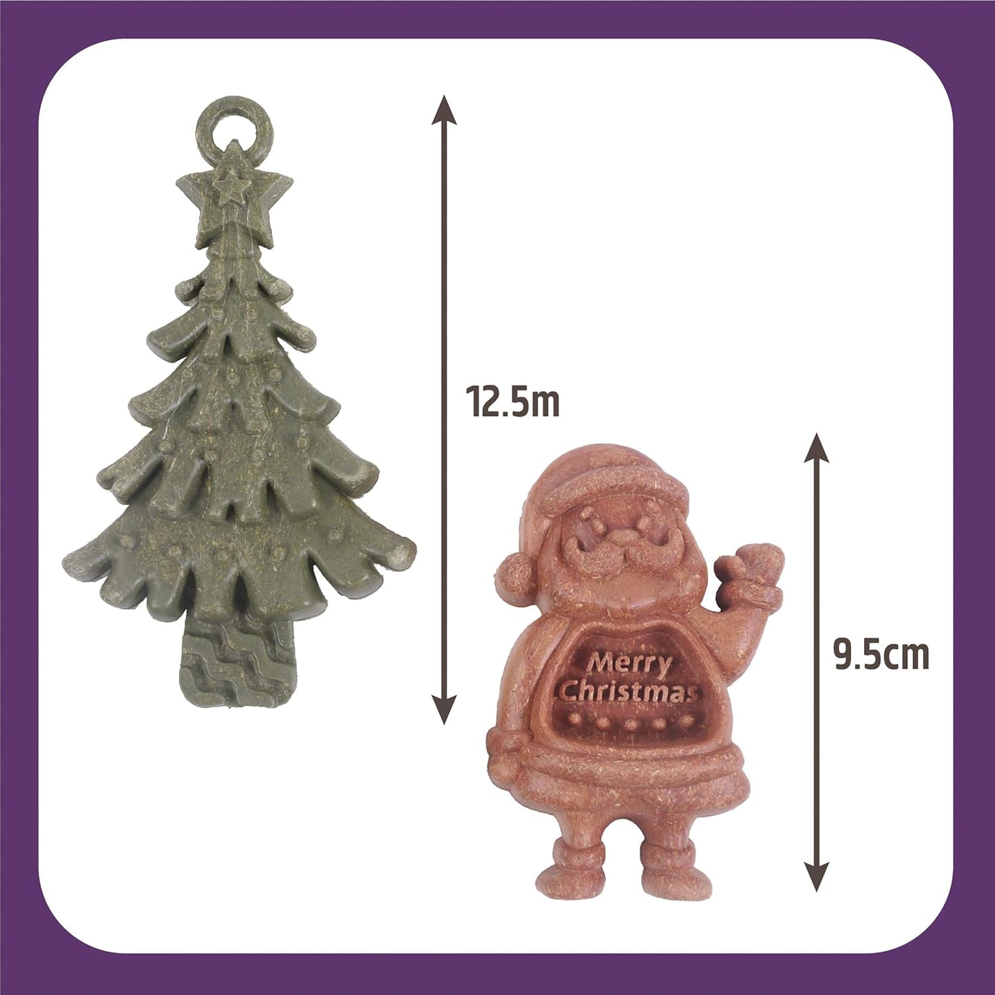 Rosewood Veggie Burst Santa & Tree Duo Dog Treats Chews for Healthy Snacks Set of 4