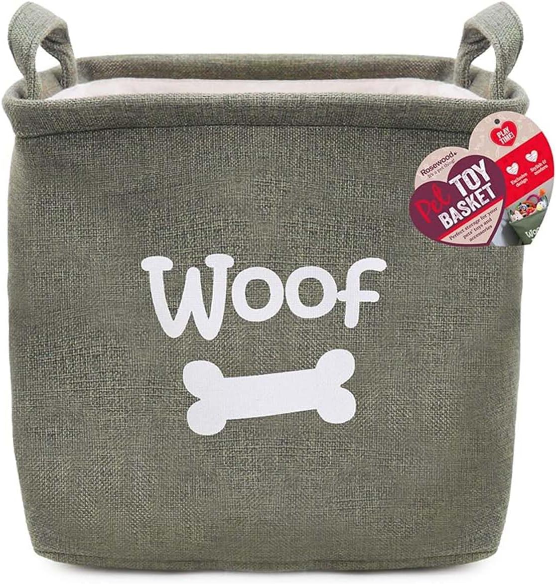 Rosewood Canvas Pet Toy Basket Durable Storage Organizer for Dogs & Cats Lightweight & Stylish Home Accessory