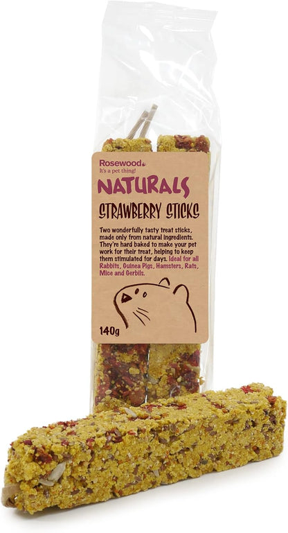 Rosewood Strawberry Sticks Strawberry Small Animal Treats, Crunchy Chew Snacks, 120g