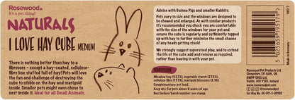 Rosewood “I Love Hay” Enrichment Cube – Edible Fun for Rabbits & Guinea Pigs