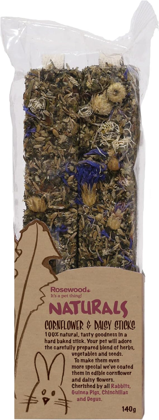Rosewood Cornflower & Daisy Sticks Floral Small Animal Treats, 140g, Case of 8