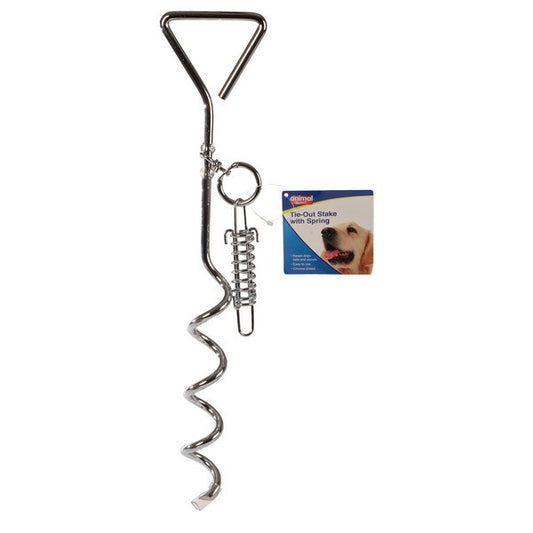Animal Instincts Spiral Tie-Out Stake with Spring Heavy Duty 41cm