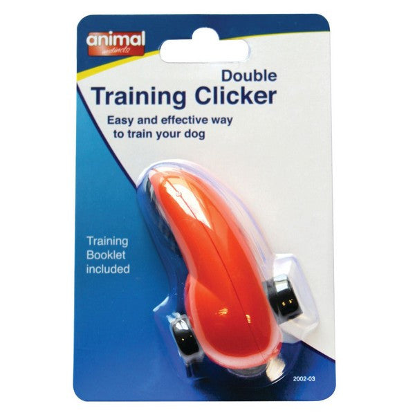 Animal Instincts Double Dog Training Clicker Pet Obedience Tool with Sound Cues