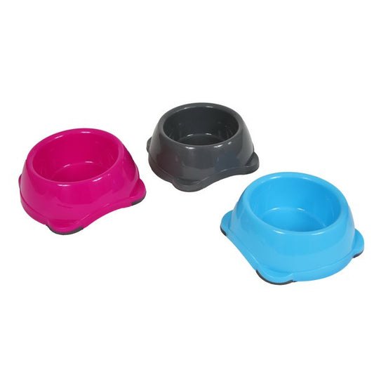 Animal Instincts Plastic Dog Bowl Durable Pet Feeding Bowl 700ml, Grey/Pink/Blue