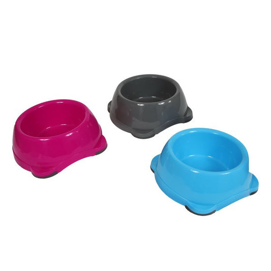 Animal Instincts Plastic Dog Bowl Large 2000ml Pet Feeding & Water Bowl Durable BPA-Free Design Grey, Pink & Blue