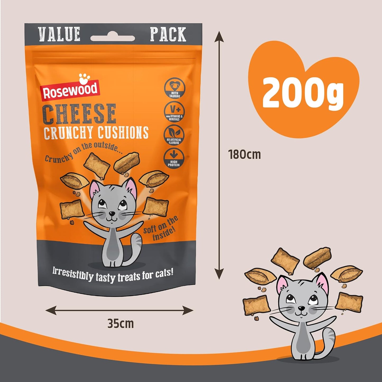 Rosewood Crunchy Cheese Cat Treats 200g Value Pack Case of 10