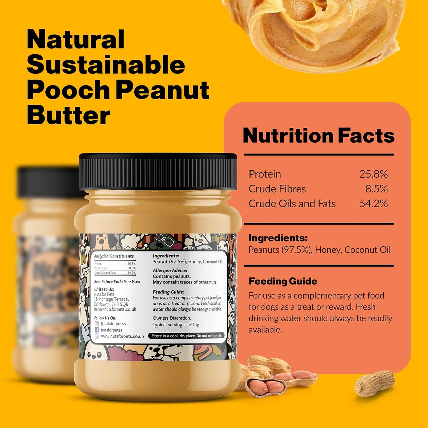 Nuts for Pets Poochbutter – 350g Premium Peanut Butter for Dogs