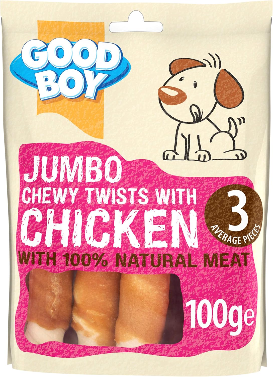 Good Boy Pawsley & Co Jumbo Chewy Twists with Chicken 100g Case of 12