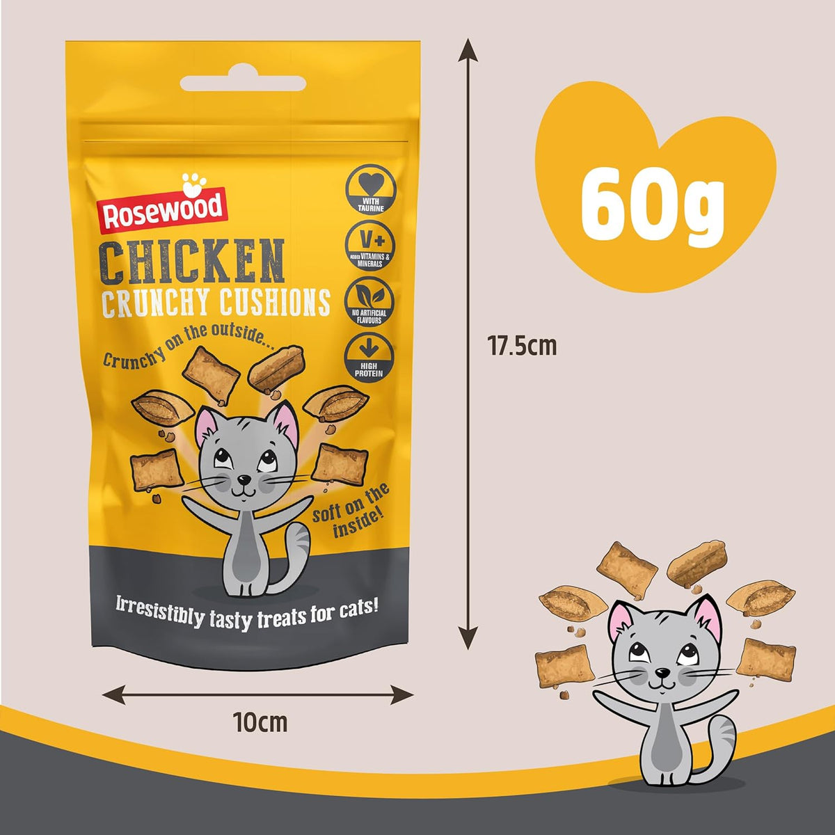 Rosewood Crunchy Chicken Cushions Chicken Dog Treats, Crunchy Bite-Size Training Snacks, 60g