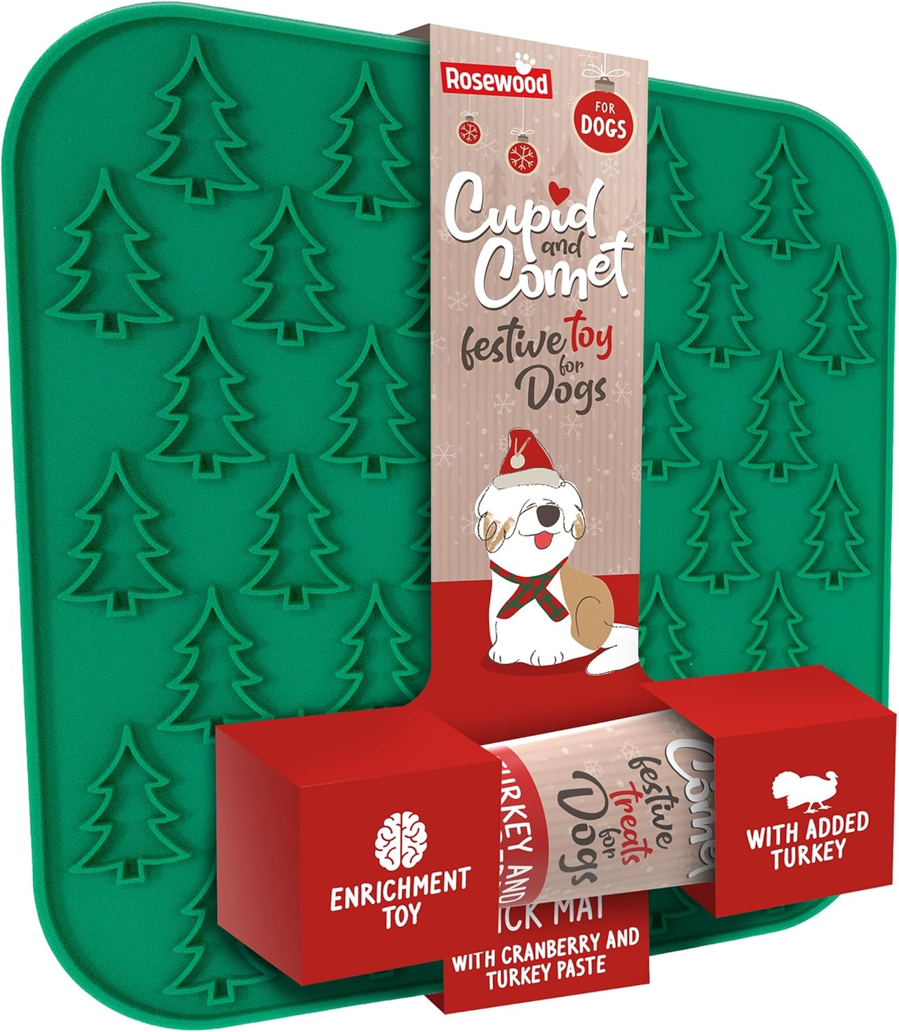 Rosewood Christmas Lickmat for Dogs Turkey & Cranberry Treat Paste, 75g Pack of 4