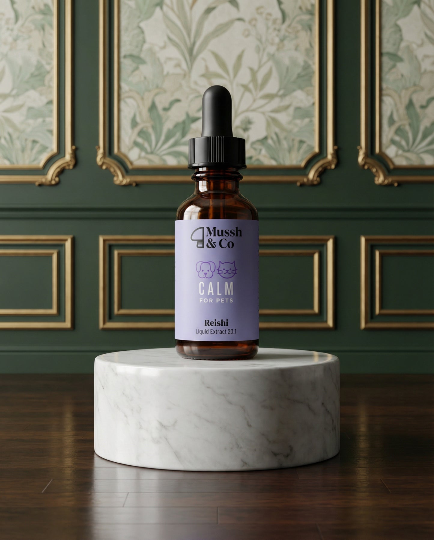 Hemp Heros Calm Reishi Mushroom Drops 50ml Mussh & Co Natural Stress Relief Supplement for Dogs