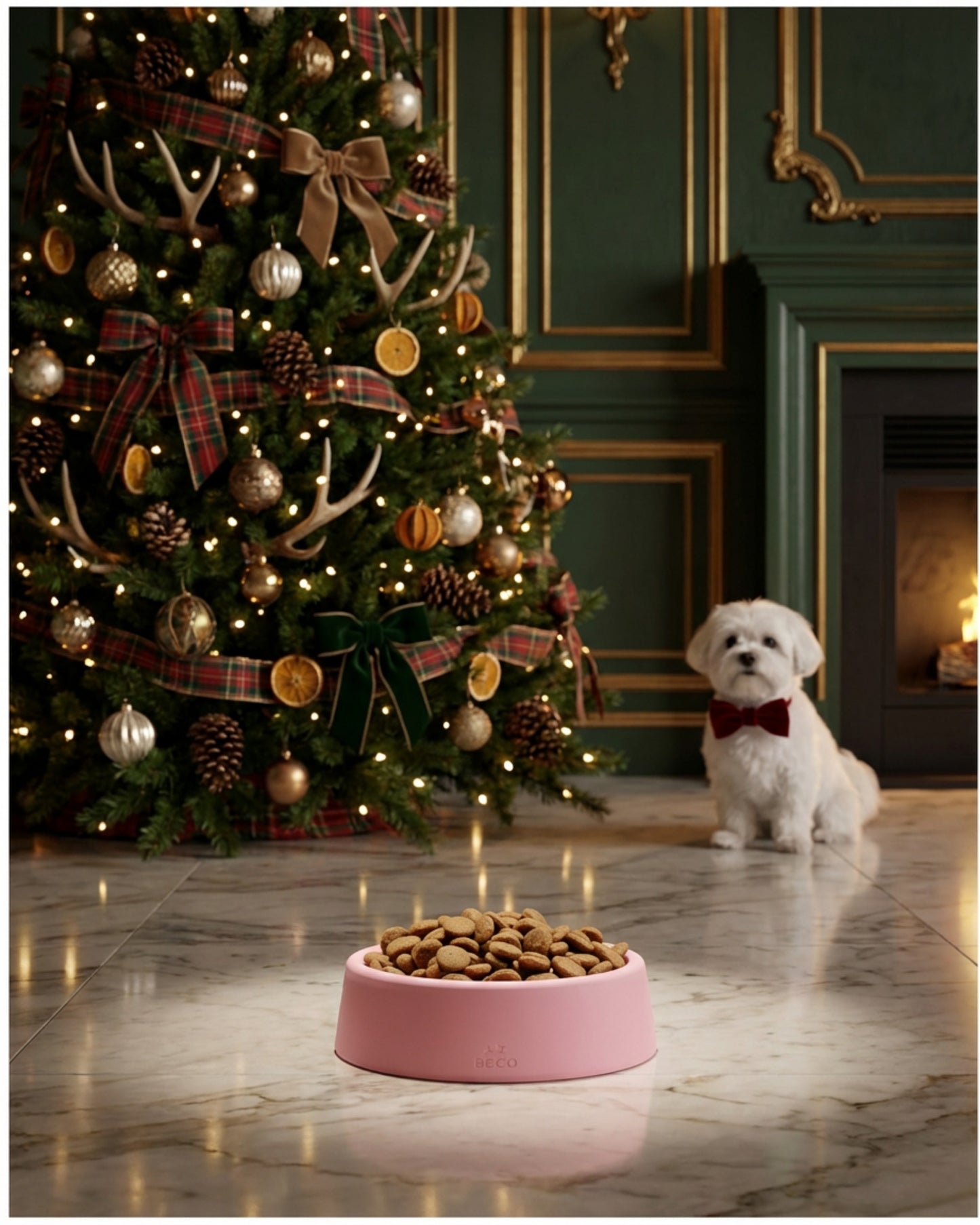 Beco Steady Dog Bowl Pink Non-Slip Durable Pet Feeding Bowl for Puppies and Dogs