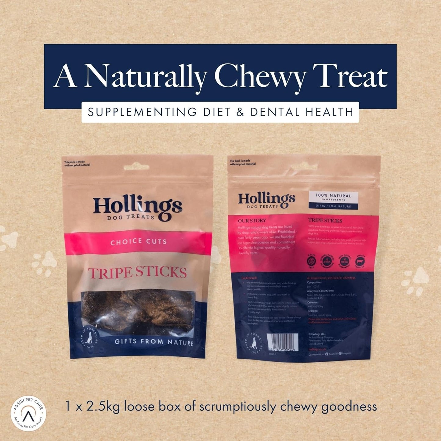 Hollings 2.5kg Tripe Sticks – Natural Dog Treats