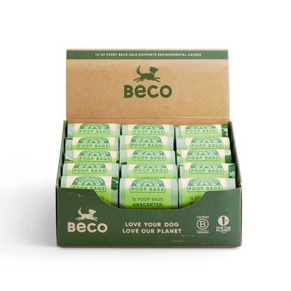 Dog Beco Poop Bags Scented, 30 Single Rolls Countertop Display