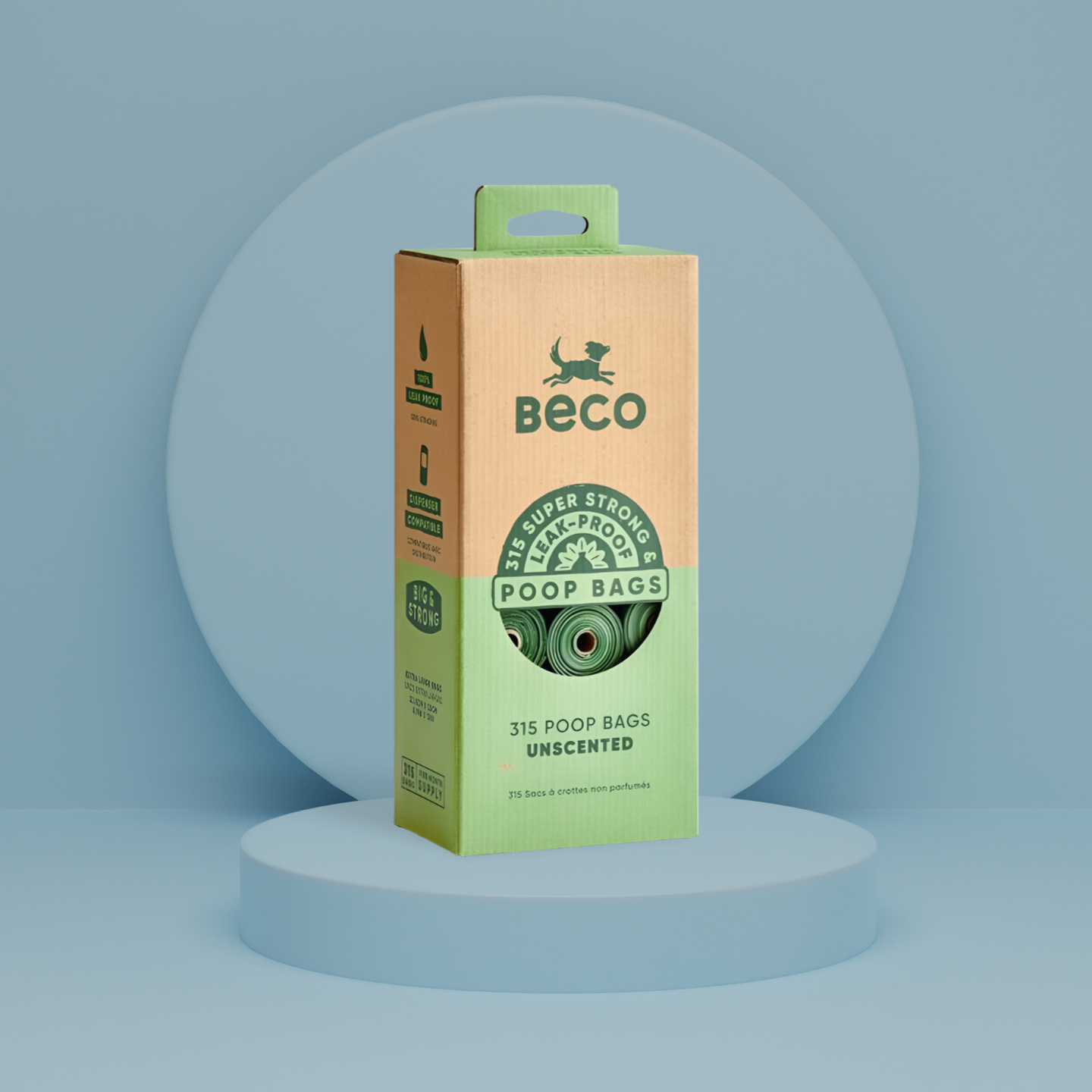 Beco Unscented Recycled Dog Poop Bags Eco-Friendly Leak-Proof Pet Waste Bags, 315 Count Pack