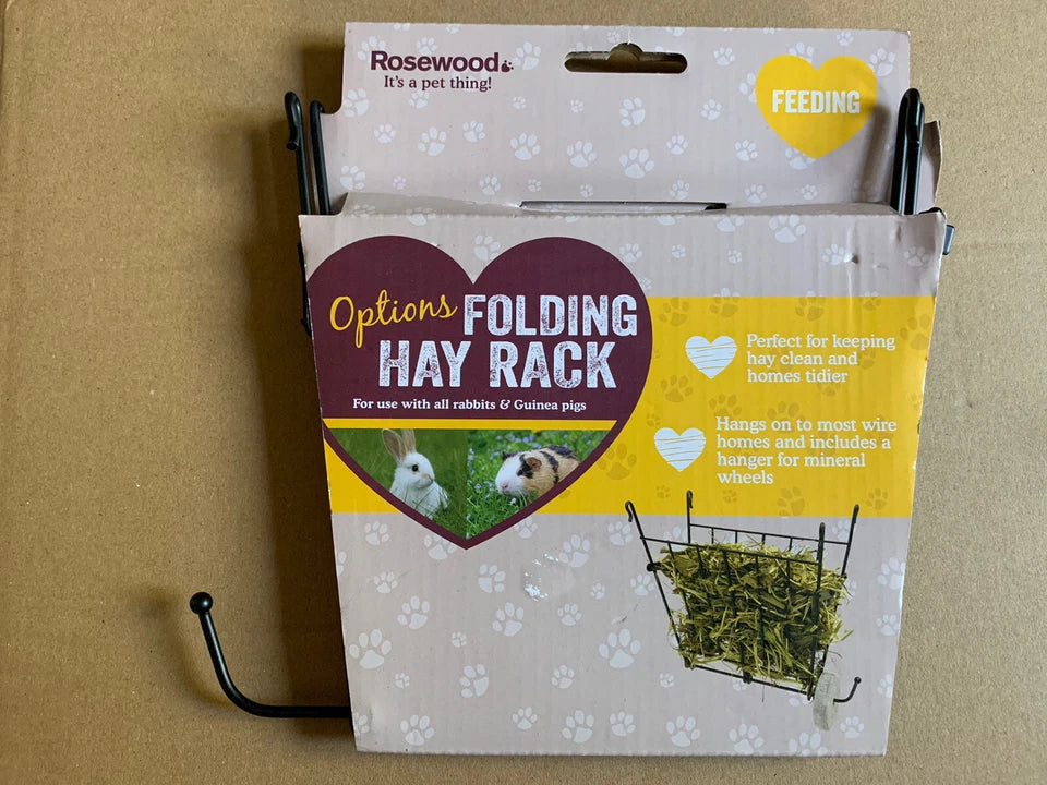 Rosewood Folding Wire Hayrack Small Animal & Rabbit Hay Feeder, Durable Metal