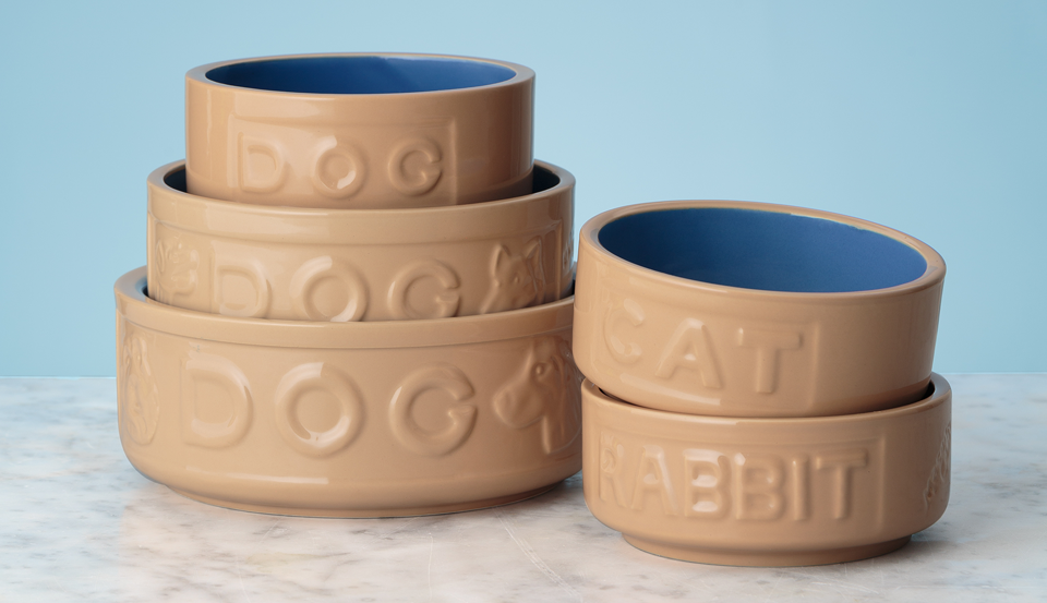 Mason Cash BlueCane Lettered Dog Bowls